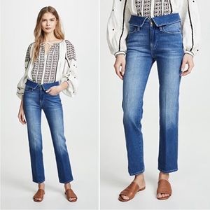 Frame high straight stallis fold over jean